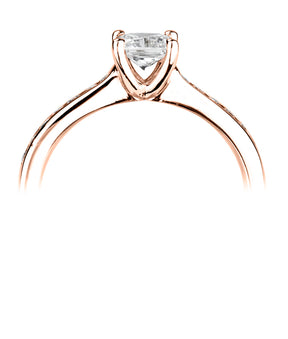 Princess square cut diamond 4 claw channel set shoulder ring