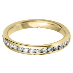 Brilliant round cut diamond court channel set eternity ring