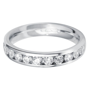 Brilliant round cut diamond court channel set eternity ring