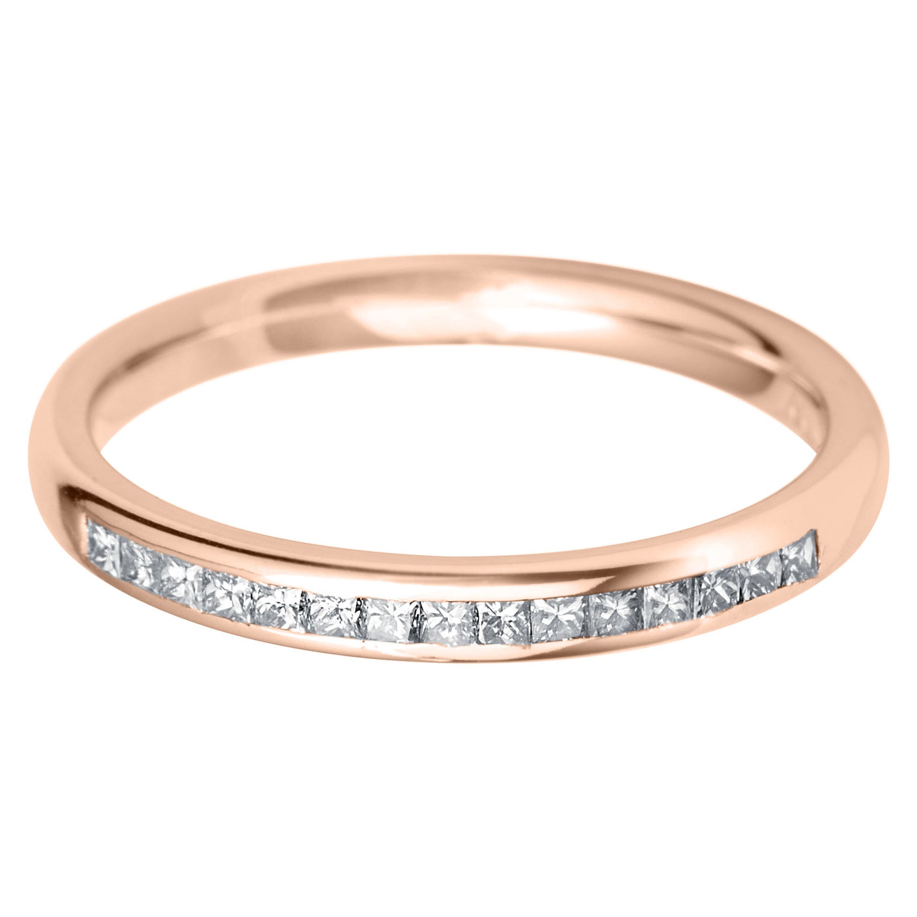 Princess square court diamond channel set eternity ring