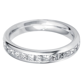 Princess square court diamond channel set eternity ring