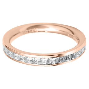 Princess square cut diamond flat court channel set eternity ring